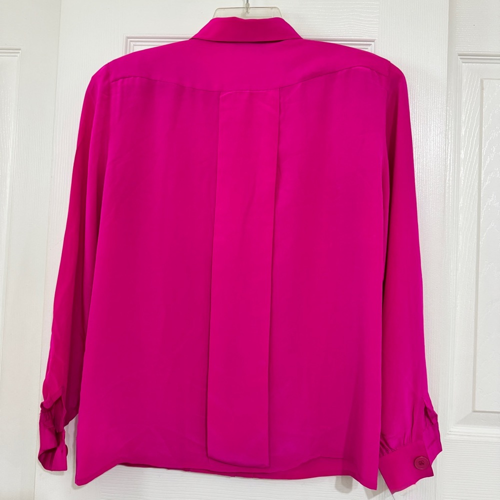 Christian Dior Women's Chemise Hot Pink Silk Button-Front Blouse,Vintage - Picture 3 of 7